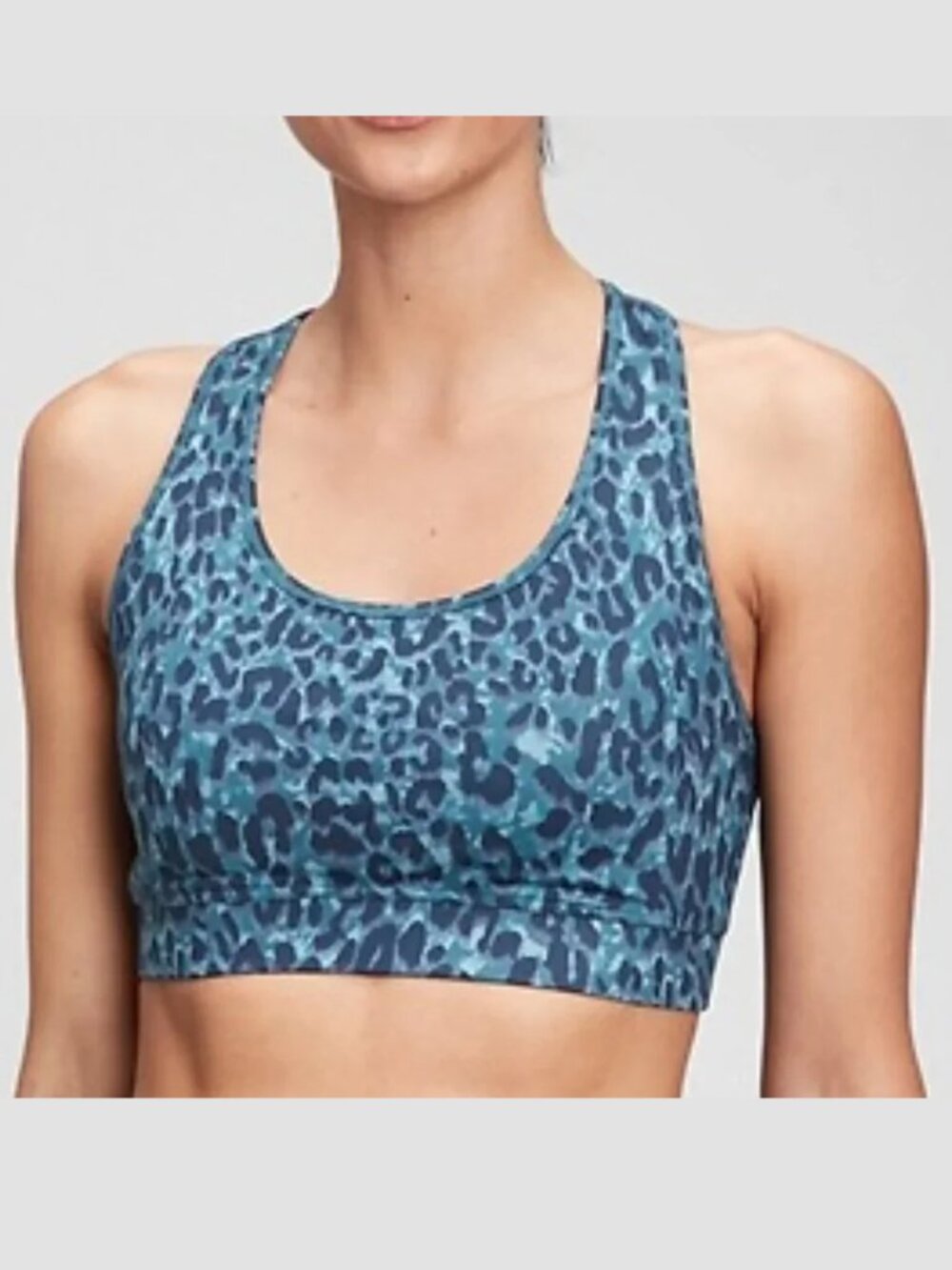 NEW GapFit T-Back Raceback Cheetah Print Lightly Removeable Padded Cup Sport Bra